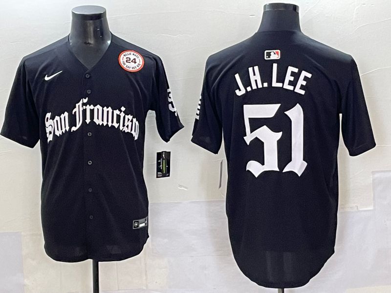 Men 2025 San Francisco Giants 51 J.H.Lee Black Five generations Joint Name Nike MLB Jersey style 48